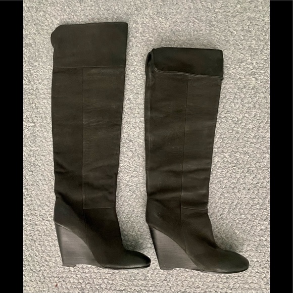 Great ASH Women's Over-The-Knee Wedge Leather Boot - Picture 2 of 13